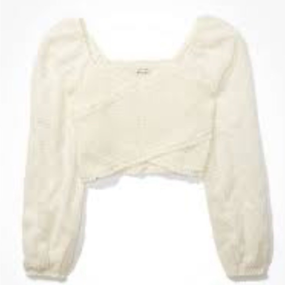 American Eagle Outfitters Cream Crop Top